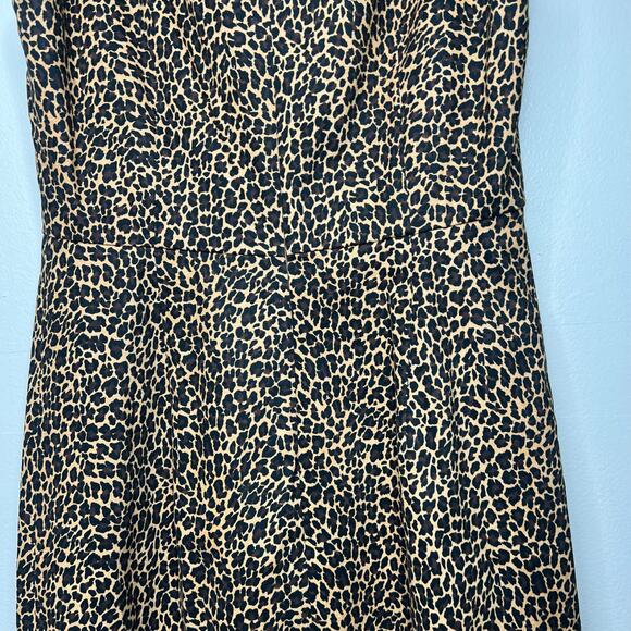 J.Crew Women's Leopard Animal Print Sheath Dress Size 2 Sleeveless Knee-Length - Picture 8 of 12